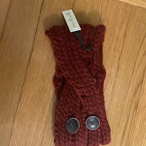 New burgundy winter headband, knitted